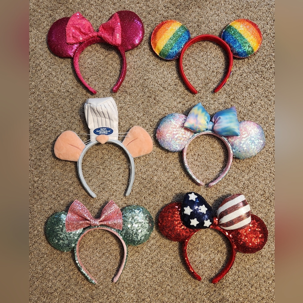 Lot of 6 Pairs of Disney Parks Headband Ears (will not separate)